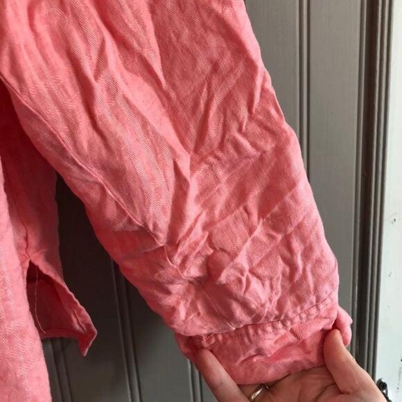 Studio Works Womens Pink Button-Up Shirt 2X Lightweight Textured Long Sleeve Poc - Picture 5 of 5
